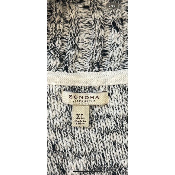 Sonoma WMNS Knit Cardigan Sweater XL Gray White Black Cozy Winter Chunky Holiday - Picture 4 of 10